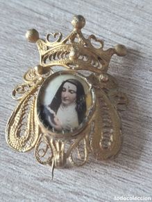 Antiguidades: Insignia Filigrana de Santa Rita - Esmalte - 2,5 x 2 cm. - Muy Antigua - Excelente .